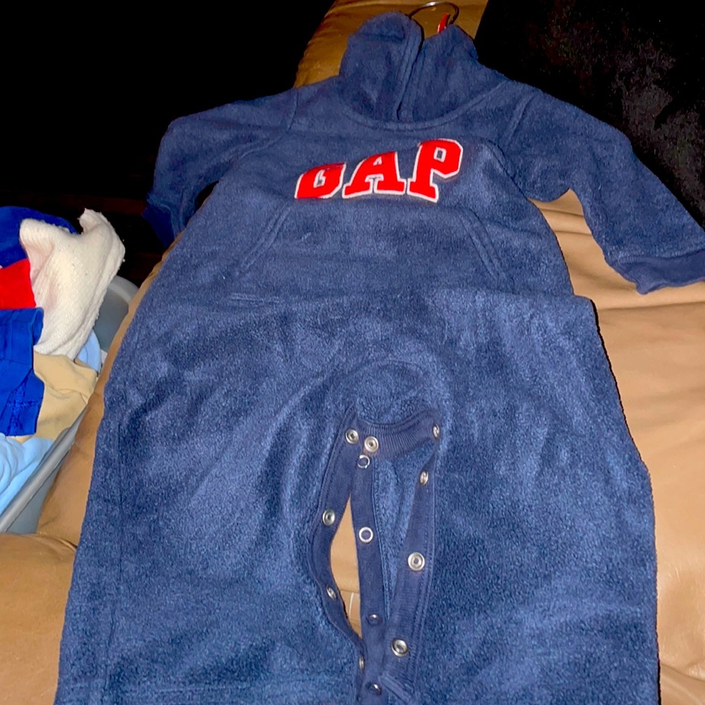 12-18 Month red & white GAP logo on Navy Fleece Romper